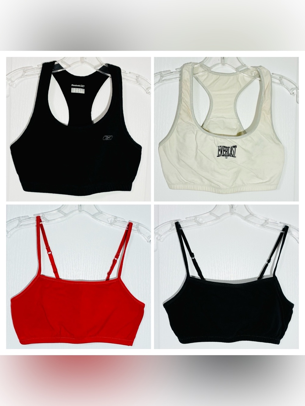 4 Pc Y2K VTG Sports Bra Lot Reebok Everlast Bally Total Fitness Stretch Cotton
